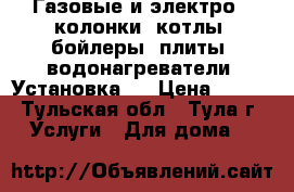 Газовые и электро - колонки, котлы, бойлеры, плиты, водонагреватели. Установка.  › Цена ­ 100 - Тульская обл., Тула г. Услуги » Для дома   